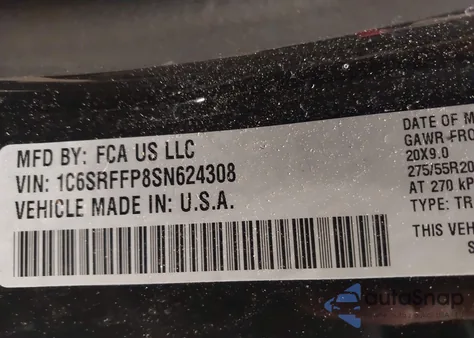 2025 Ram 1500 Big Horn 4X4 5'7 Box z USA, uszkodzony, nr VIN 1C6SRFFP8SN624308